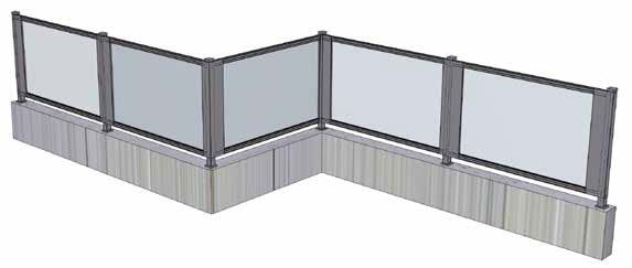 Eckiger Sichtschutz aus Glas und Metall, geeignet für moderne Balkon- oder Terrassengestaltung. HANSEL.kraus metalltechnik gmbh