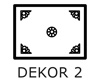 Rechteck mit dekorativen Ecken und Ornament in der Mitte, Text „DEKOR 2“. de HANSEL.kraus metalltechnik gmbh
