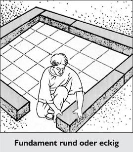 Person setzt Steinplatten beim Bau eines Fundaments in rechteckiger Fläche ein. HANSEL.kraus metalltechnik gmbh